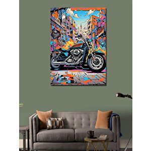 Kanvas Tablo Renkli Motosiklet 50x70 cm