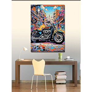 Kanvas Tablo Renkli Motosiklet 50x70 cm