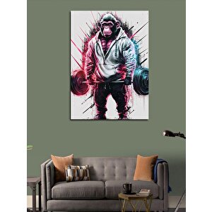 Kanvas Tablo Halter Kaldıran Maymun 70x100 cm