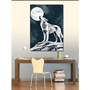 Kanvas Tablo Dolunay Ve Bozkurt 100x140 cm