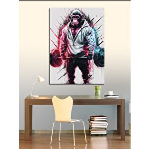Kanvas Tablo Halter Kaldıran Maymun 50x70 cm