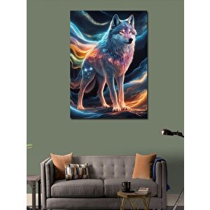 Kanvas Tablo Kutup Işıklarında Bozkurt 50x70 cm
