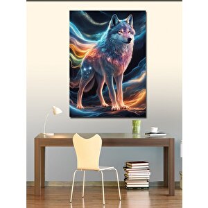 Kanvas Tablo Kutup Işıklarında Bozkurt 70x100 cm