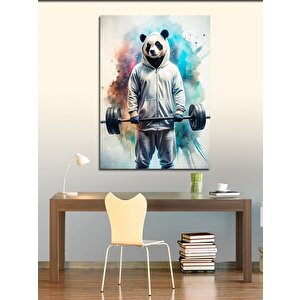 Kanvas Tablo Halter Kaldıran Panda 100x140 cm