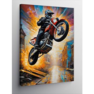 Kanvas Tablo Cross Motosiklet 50x70 cm