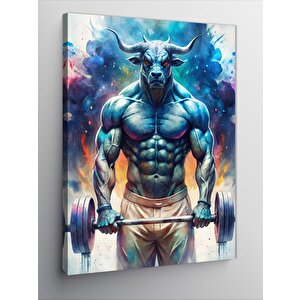 Kanvas Tablo Vücut Çalışan Boğa 100x140 cm