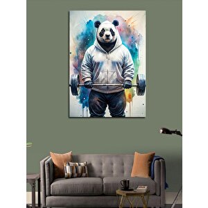 Kanvas Tablo Halterci Panda 100x140 cm