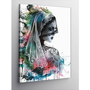 Kanvas Tablo Beyaz Tüller İçindeki Gelin 70x100 cm