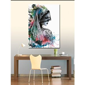 Kanvas Tablo Beyaz Tüller İçindeki Gelin 70x100 cm