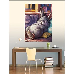 Kanvas Tablo Uykucu Beyaz Tavşan 50x70 cm