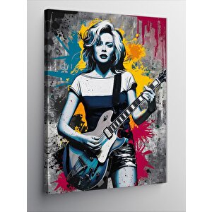 Kanvas Tablo Gitarist Kız 50x70 cm