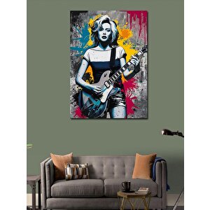 Kanvas Tablo Gitarist Kız 50x70 cm