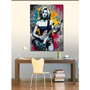 Kanvas Tablo Gitarist Kız 100x140 cm
