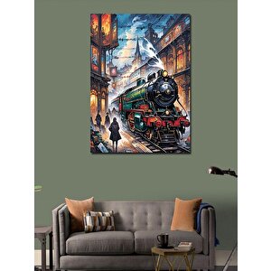 Kanvas Tablo Buharlı Tren Ve İstasyon 50x70 cm