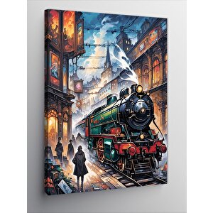 Kanvas Tablo Buharlı Tren Ve İstasyon 70x100 cm