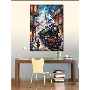 Kanvas Tablo Buharlı Tren Ve İstasyon 70x100 cm