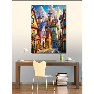 Kanvas Tablo Renkli Ahşap Evler 70x100 cm
