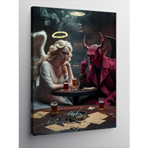 Kanvas Tablo Şeytan Ve Melek 70x100 cm