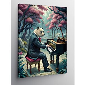 Kanvas Tablo Piyano Çalan Panda 100x140 cm