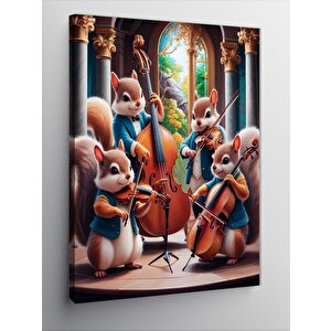 Kanvas Tablo Müzik Yapan Sincaplar 100x140 cm