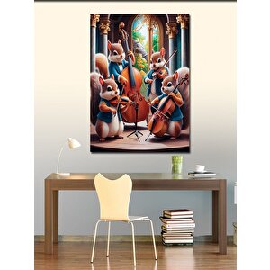 Kanvas Tablo Müzik Yapan Sincaplar 100x140 cm
