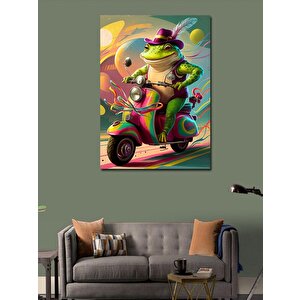 Kanvas Tablo Motosiklet Kullanan Kurbağa 100x140 cm