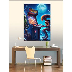 Kanvas Tablo Alien Ve Street Fighter 2 100x140 cm