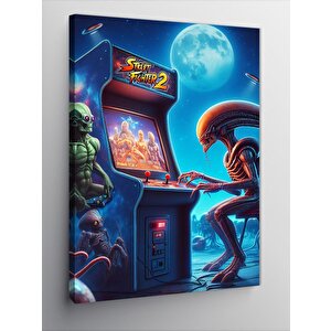 Kanvas Tablo Alien Ve Street Fighter 2 50x70 cm