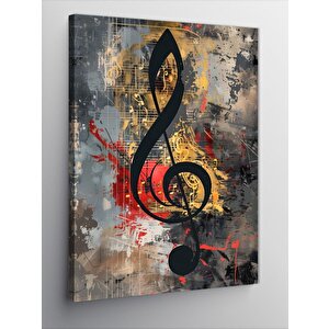 Kanvas Tablo Müzik Duvarı Ve Sol Anahtar 100x140 cm