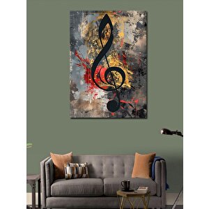 Kanvas Tablo Müzik Duvarı Ve Sol Anahtar 100x140 cm