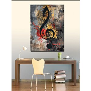 Kanvas Tablo Müzik Duvarı Ve Sol Anahtar 70x100 cm