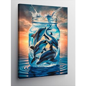 Kanvas Tablo Kavanoz Içindeki Yunuslar 50x70 cm