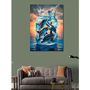Kanvas Tablo Kavanoz Içindeki Yunuslar 50x70 cm
