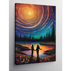 Kanvas Tablo Yıldızlar Ve Aşık Çift 100x140 cm