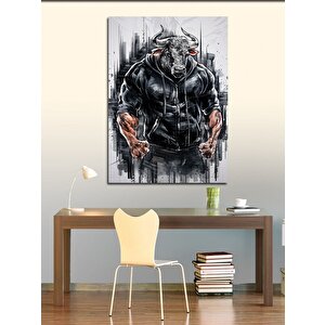 Kanvas Tablo Vücut Yapan Boğa 100x140 cm