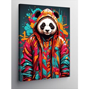 Kanvas Tablo Kapşonlu Giymiş Panda 100x140 cm