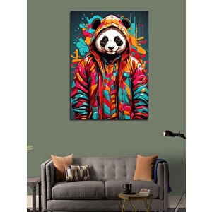 Kanvas Tablo Kapşonlu Giymiş Panda 100x140 cm