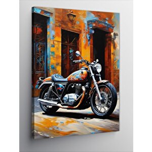 Kanvas Tablo Retro Motosiklet 100x140 cm
