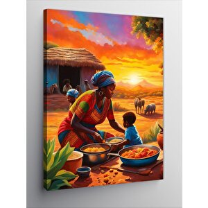 Kanvas Tablo Afrika'da Akşam Yemeği 50x70 cm