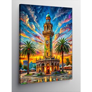 Kanvas Tablo Saat Kulesi Çizimi 70x100 cm