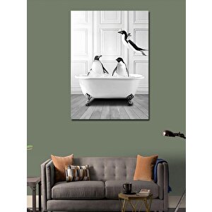 Kanvas Tablo Penguenlerin Küvet Keyfi 100x140 cm