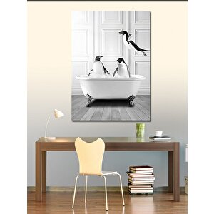 Kanvas Tablo Penguenlerin Küvet Keyfi 100x140 cm