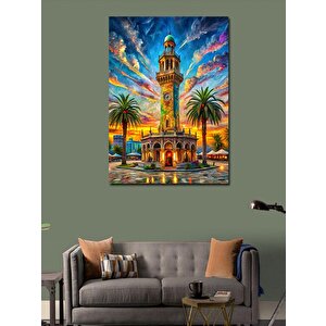 Kanvas Tablo Saat Kulesi Çizimi 100x140 cm