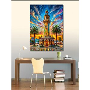 Kanvas Tablo Saat Kulesi Çizimi 100x140 cm