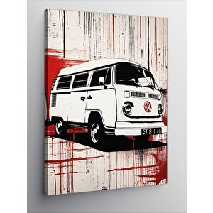 Kanvas Tablo Retro Beyaz Minibüs 50x70 cm