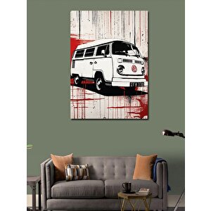 Kanvas Tablo Retro Beyaz Minibüs 50x70 cm
