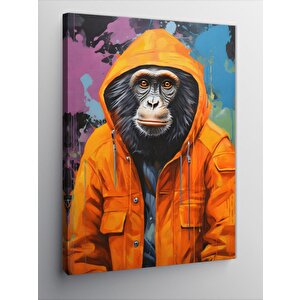 Kanvas Tablo Turuncu Kapşonlu Maymun 70x100 cm