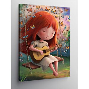 Kanvas Tablo Salıncakta Gitar Çalan Kız 70x100 cm