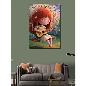 Kanvas Tablo Salıncakta Gitar Çalan Kız 70x100 cm