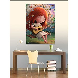Kanvas Tablo Salıncakta Gitar Çalan Kız 70x100 cm
